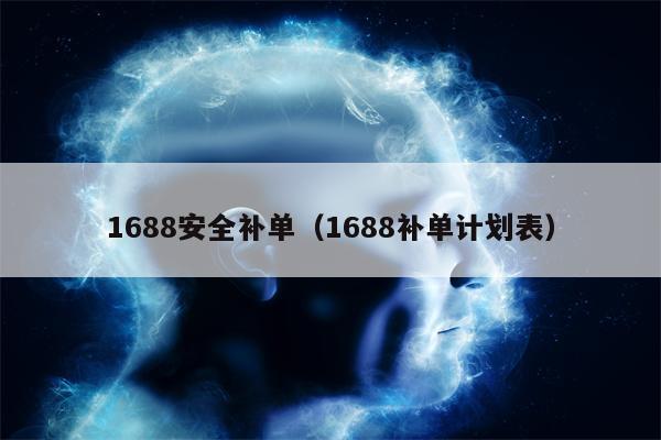 1688安全补单（1688补单计划表）