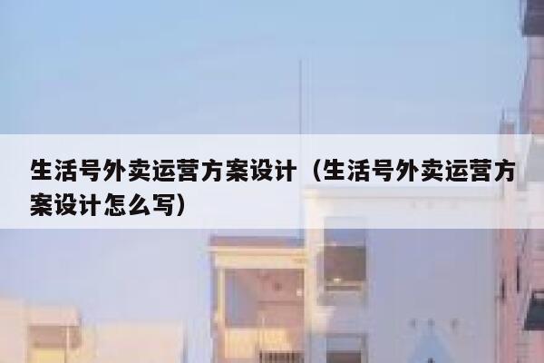 生活号外卖运营方案设计（生活号外卖运营方案设计怎么写）