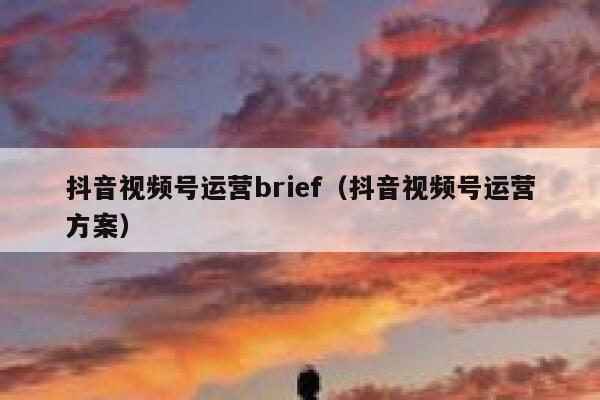 抖音视频号运营brief（抖音视频号运营方案）