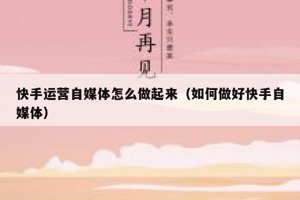 快手运营自媒体怎么做起来（如何做好快手自媒体）