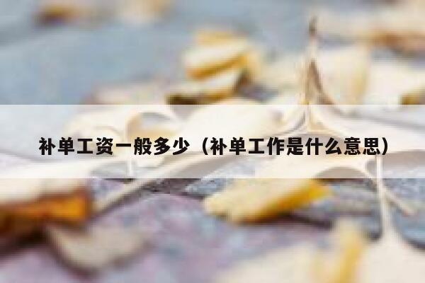 补单工资一般多少（补单工作是什么意思）