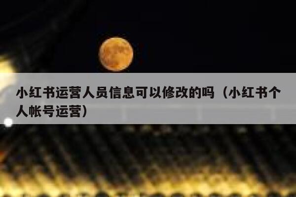 小红书运营人员信息可以修改的吗（小红书个人帐号运营）