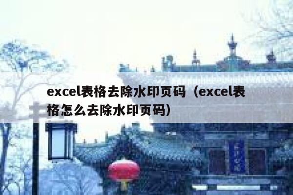 excel表格去除水印页码（excel表格怎么去除水印页码）