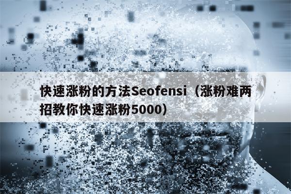 快速涨粉的方法Seofensi（涨粉难两招教你快速涨粉5000）