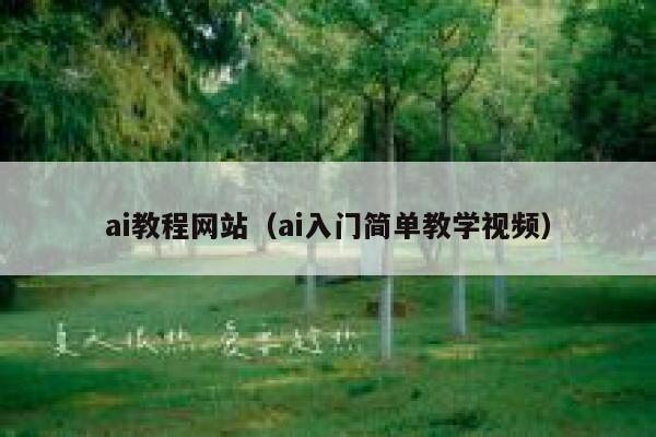 ai教程网站（ai入门简单教学视频）