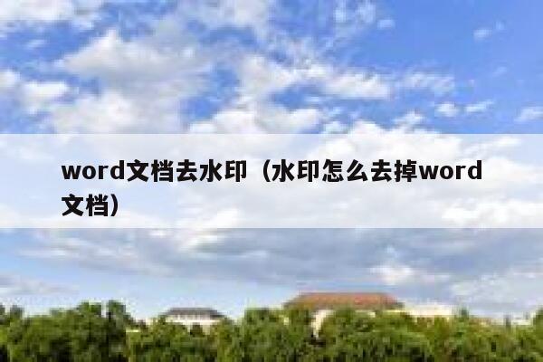 word文档去水印（水印怎么去掉word文档）